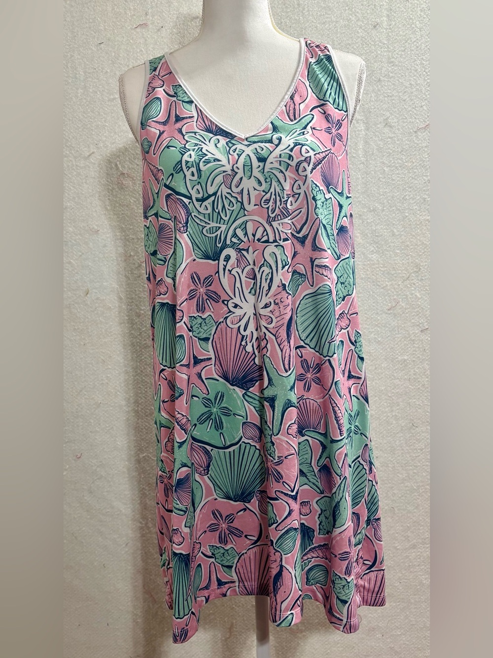 Simply Southern Pink & Mint Seashell V-Neck Swim Coverup
